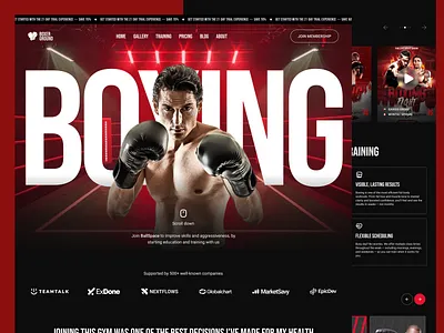 Boxer Ground - Boxing Camp Landing Page booking app branding clean design clean ui design fitness landing page illustration landing page logo responsive sports ui uiux ux web design