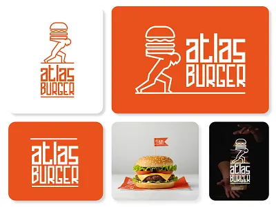 Atlas Burger Logo brand identity branding burger design fast food food graphic design icon illustration logo logo design symbol vector visual visual identity web design