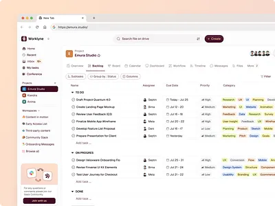 Worklyne - SaaS Tracker Website ai brand designer brand identity branding clean dashboard design emura studio management mobile project saas table tols tool tracker ui ux web design webiste