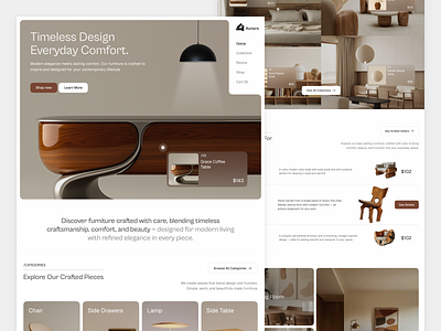 Aunara - Furniture Landing Page chair decor e commerce ecommerce furniture home house ikea interior lamp landing page modern furniture shop shopify sofa store table web design webdesign wood