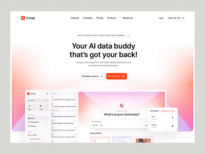 Izanagi - AI Chat Landing Page Animation ai assistant animation artificial intellegence business chat clean dashboard landing page modern motion graphics productivity saas ui virtual assistant web web design
