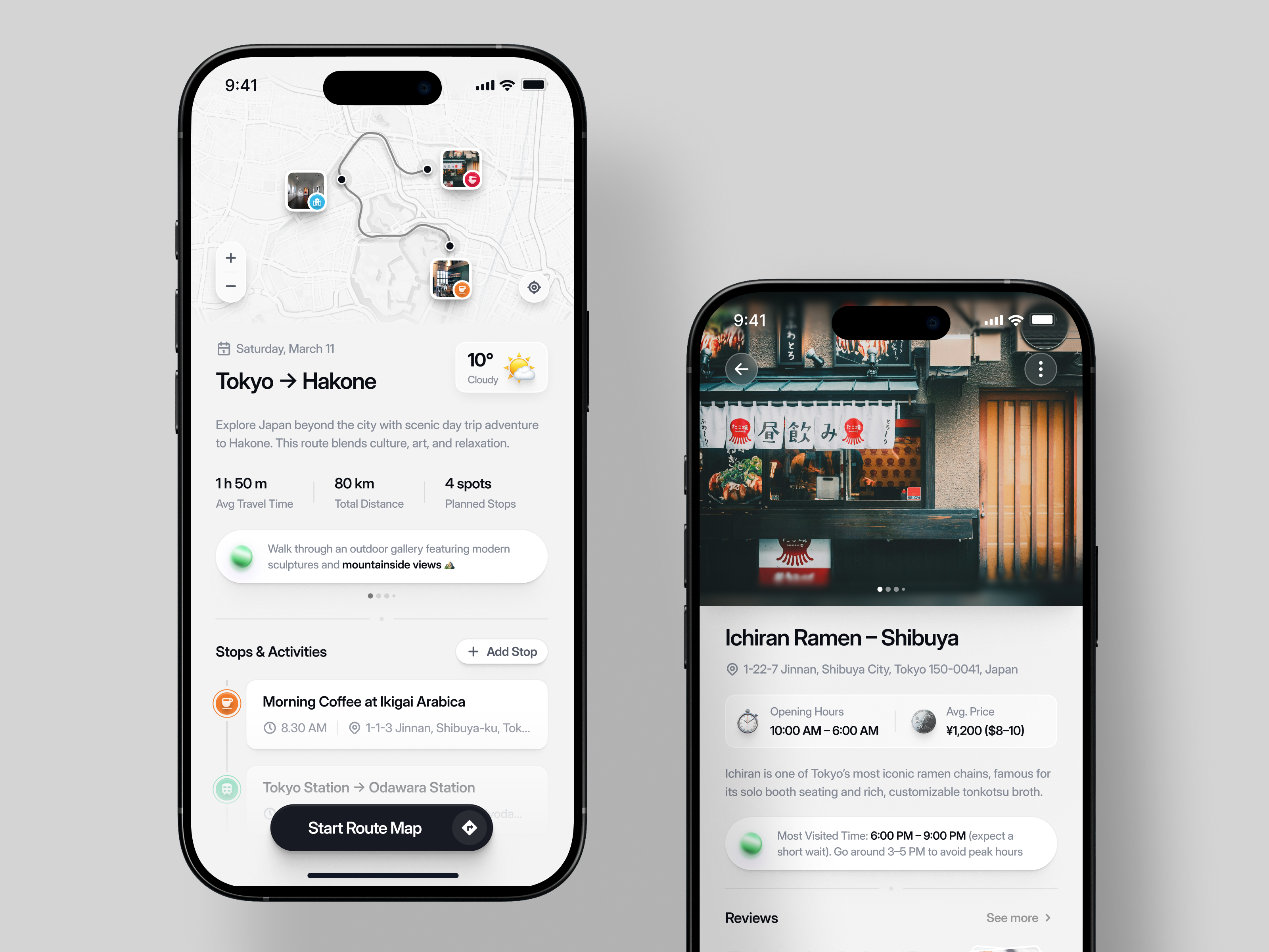 Itinerary Details - Planora ✈️ ai app app design artificial intelligence clean design details details location direction itinerary journey maps minimalist mobile planning travel traveling trip ui ux