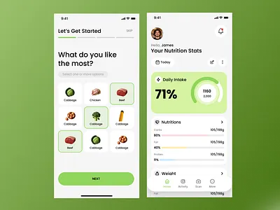 Nutrition Tracking Mobile App app design design figma ui uiux ux