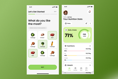 Nutrition Tracking Mobile App app design design figma ui uiux ux