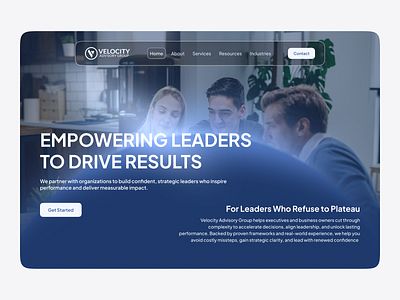 Velocity Advisory website Redesign-Hero section product redesign ui ux web website