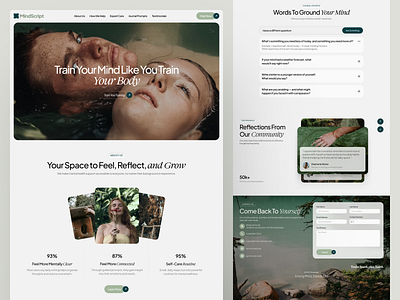 Mindscript - Digital Mental Health Website clean design health landing page medicine mental wellnes minimal platform research ui ui design uiux ux design web design website