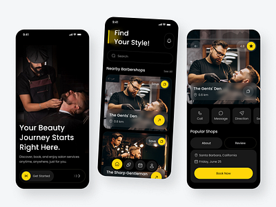 Barber Booking Mobile App app design barber app barber app concept barber shop app beauty app beauty salon hair stylist app haircut app mobile app mobile app design salon salon app salon booking salons services saloon app design