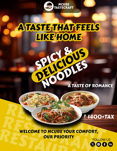 Tasty Noodles Poster Design 3d animation branding design figma graphic design illustration logo ui website