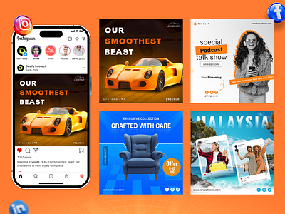 Social Media Design Pack boldtypography carpromotiondesign creativeaddesign figmasocialmedia furnitureadcreative instagrampostdesign lifestyleaddesign modernuiux podcastsocialmedia postdesign productmarketingpost socialbrandingui socialmediadesign travelpostdesign