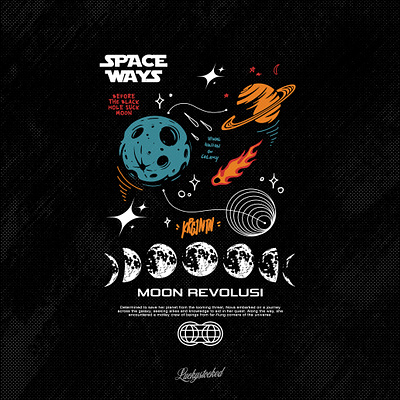 MOON REVOLUSI BY LUCKYSTOCKED DESIGN brand clothing graphic design space design tshirt design