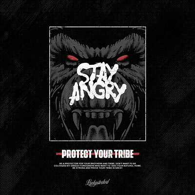 STAY ANGRY BY LUCKYSTOCKED DESIGN brand clothing gorilla design graphic design