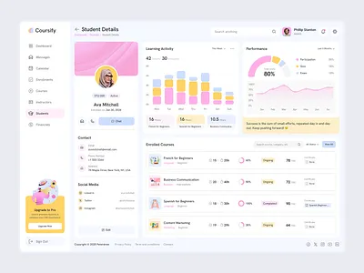 Coursify Students Page – Learning Management System Dashboard course progress design coursify ui e learning design edtech ux education platform ui figma dashboard figma design figma ui learning platform design lms dashboard responsive ui student management student profile ux student ux ui inspiration ui showcase ui trends ux for education