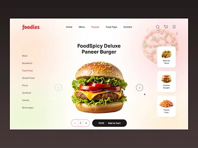 Modern Food Ordering Design cart fastfood food meal order pizza ui ux