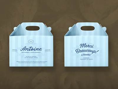 Antoine - packaging box. aix en provence bakery bakery branding bakery packaging boulangerie branding bread france french graphic design logo menu packaging packaging design pastry patisserie retro typography vintage vintage bakery