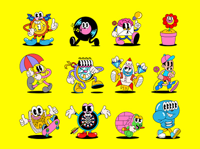 Character design for Intercom 1930s cartoon character design graphic design illustration intercom mascot old cartoon old school sticker pack vintage