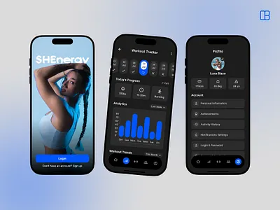 SHEnergy – Fitness & Workout App app design app ui assc clean clean ui fitness app gym meal meal app mobile app sport timer track tracking training app ui ux workout workout app yoga
