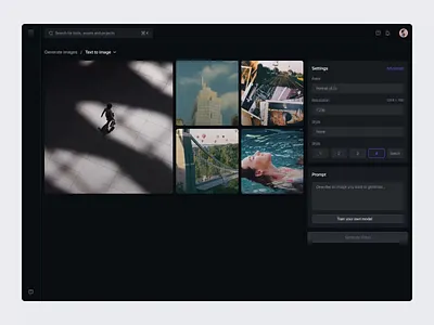 Cinegen – AI Agent Image Generator aesthetic design ai ai agent animate artificial intelligence b2b dark mode ui dashboard dipa inhouse image editing photography product design saas startup ui ui design uiux web app