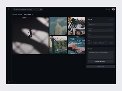 Cinegen – AI Agent Image Generator aesthetic design ai ai agent animate artificial intelligence b2b dark mode ui dashboard dipa inhouse image editing photography saas startup ui ui design uiux web design