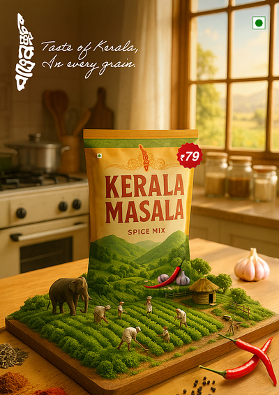 Spice Masala Launch Poster and Packaging advertising ai branding design graphic design illustration kerala kld launch ad logo marketing masala packaging poster spice vector