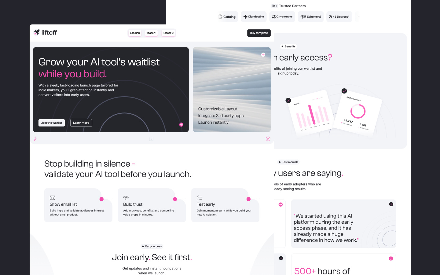 Liftoff - AI Software Launch/Landing Page ai site ai software ai tool artificial inteligence design coming soon page landing page design launch soon page one page site saas saas landing page startup web design tech site