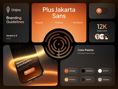 Personal development | Branding app branding dark futuristic gradient mobile mode orange