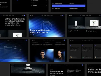 Resize - Framer Web Design agerncy case studies framer glass header hero portfolio purple template testimonials thumbnail ui ux webdesign website