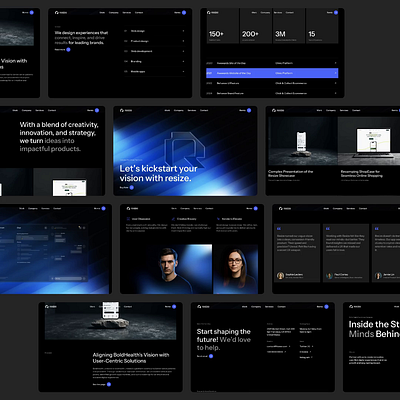 Resize - Framer Web Design agerncy case studies framer glass header hero portfolio purple template testimonials thumbnail ui ux webdesign website