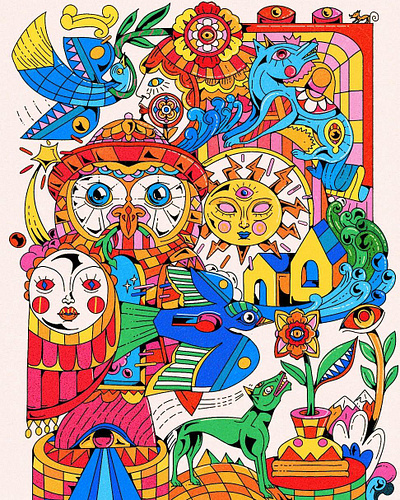 The owl animal artwork bookcover cubisme dessin dibujo digitalart geometric graphic design illustrateur illustration poster procreate yoaz