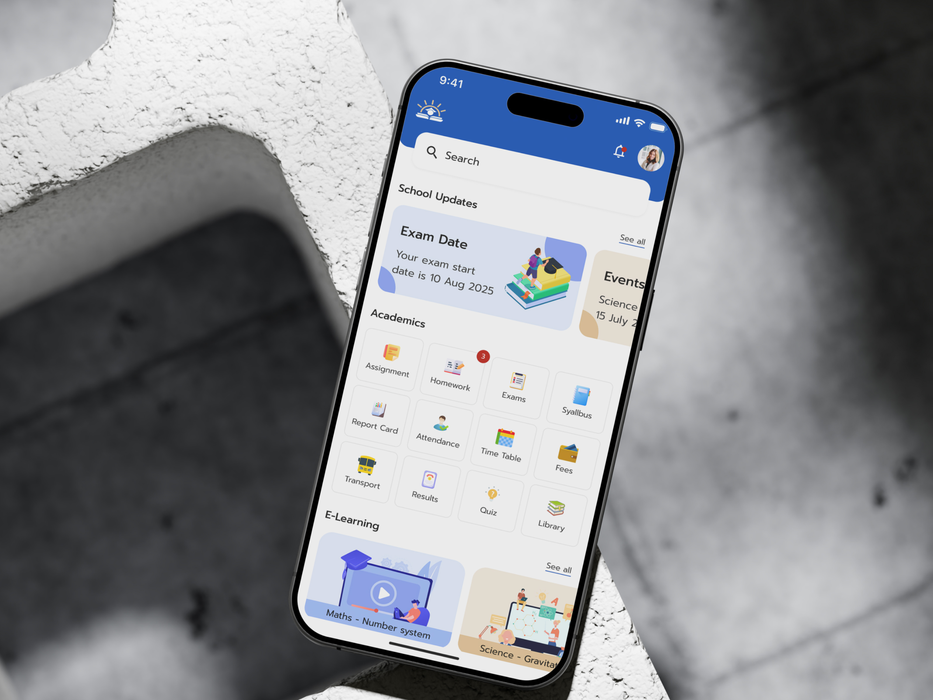 Modern School App UI app app design course app design e learning education app educational platform modern app modern ui online education online learning parent app school app school management student app ui uidesign uiux ux