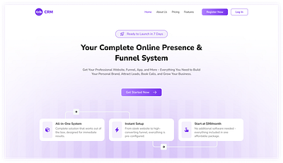 Crib CRM Landing Page product design responsive design system design ui ux web design