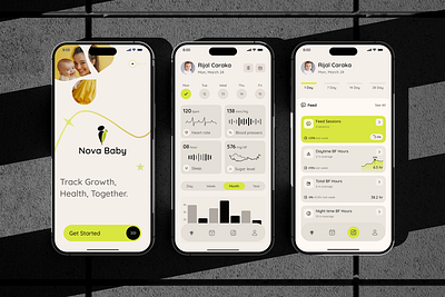 Baby & Mom Tracker Mobile App app design baby mom tracker baby mobile app babyapp babycareui mobile app momtracker newmomtools ui uiux