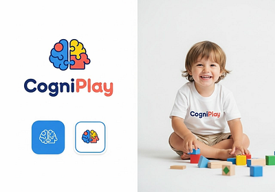 CogniPlay - Playful Logo for Educational Toys brain logo brand branding childrens brand colorful logo education graphic design icon graphic design identity kids logo logo logodesign playful logo puzzle logo toy logo
