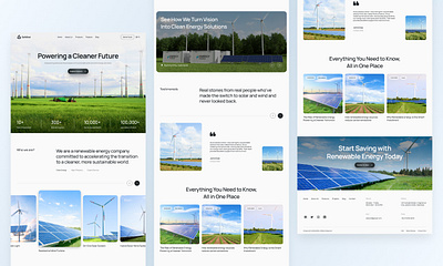 SolWind - Renewable Energy, Clean Energy Solution Website Design adobe xd clean energy clean website design figma green earth landing page design new website design popular website design renewable energy ui ui ux design ux website design