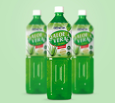 Shrink labels of Aloe vera drinks branding design food packaging graphic design illustration logo packaging