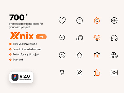 Xnix Pro Icon pack - Freebie V2 app design figma freebie graphic design icon app iconography icons icons set illustration ui ui design ui ux xnix xnix pro