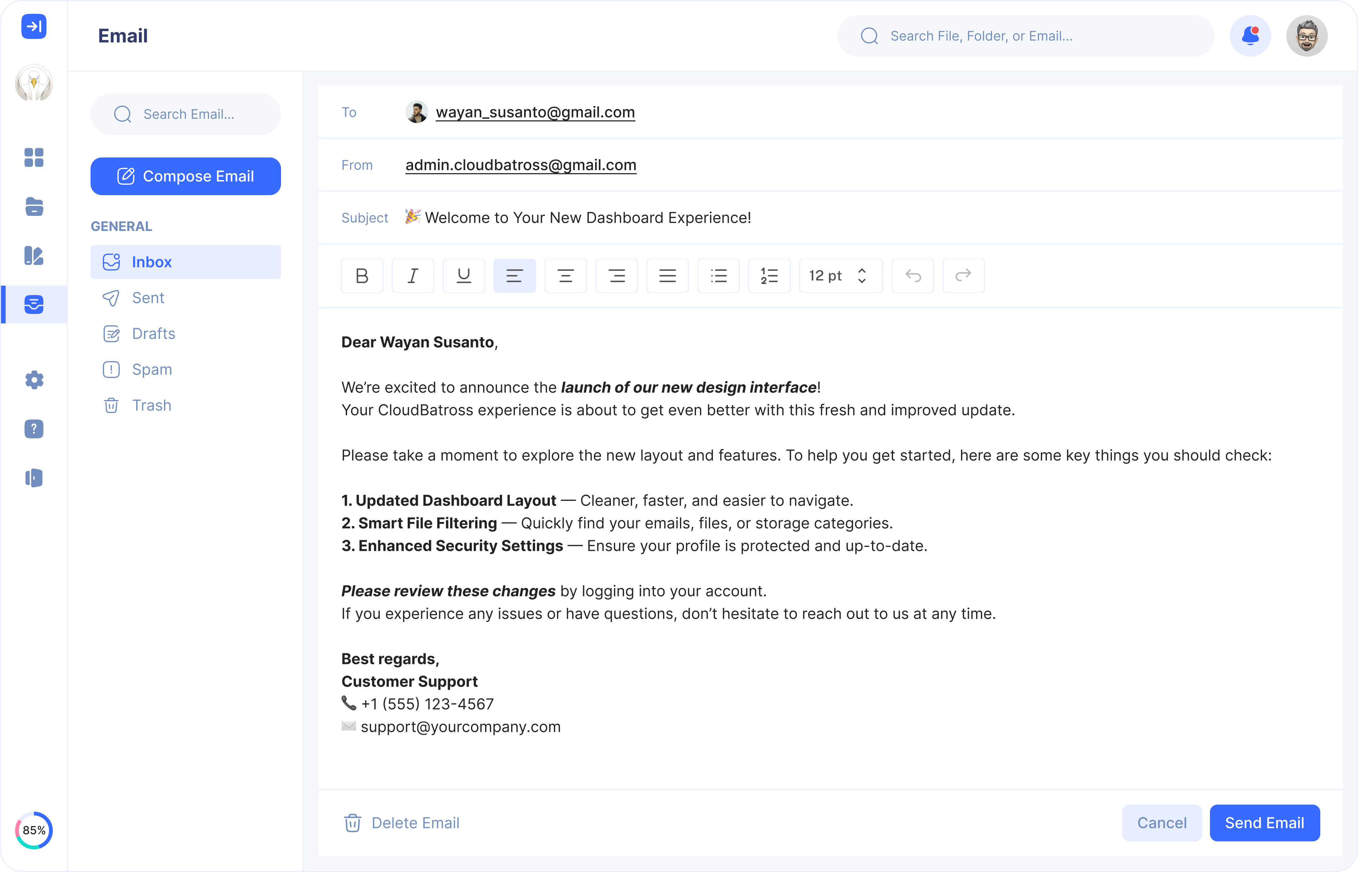 Compose Email compose email design editor email email template flat minimal ui ux web