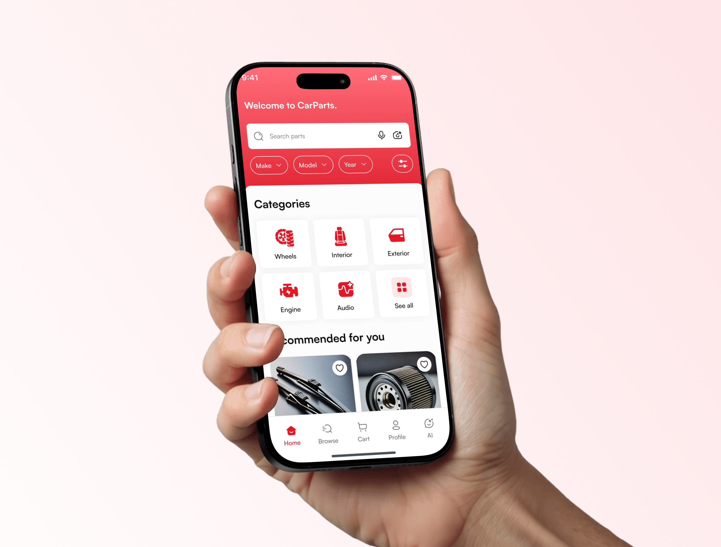 Car Parts - eCommerce Mobile App car parts interface design mobile mobile app parts red ui vehicle
