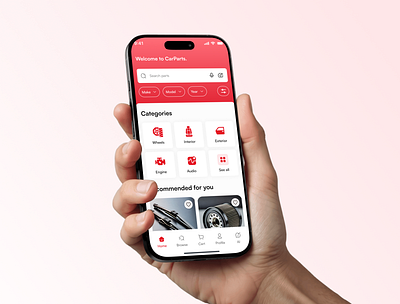 Car Parts - eCommerce Mobile App car parts interface design mobile mobile app parts red ui vehicle