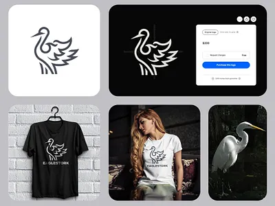 Stork and Eagle Mark Logo animal apparel bird business clothing eagle fashion heron identity stork