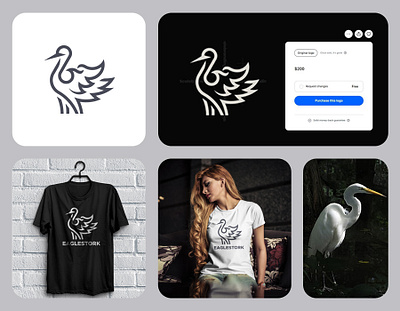 Stork and Eagle Mark Logo animal apparel bird business clothing eagle fashion heron identity stork