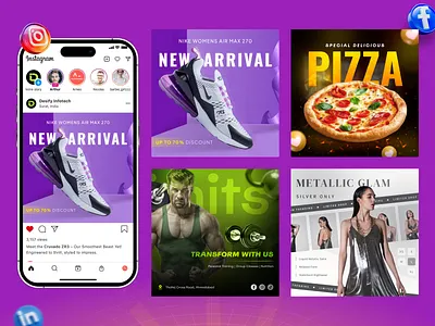 Bold & Trendy Social Media Templates branding contentdesign creativeposts dribbbleshowcase facebookcreatives graphic design instagramposts marketingdesign socialmediadesign uiux