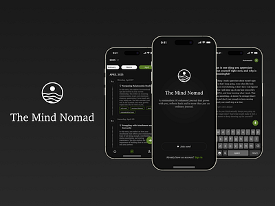 The Mind Nomad - Journaling app (Onboarding and Authentication) authenticationflow calmapp dailyapp dailyui iosdesign journalapp mentalhealthapp minimaldesign mobileappdesign mobileui onboardingdesign selfcareapp themindnomad ui uiux ux