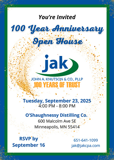 JAK + Co. 100-Year Anniversary Open House Celebration 100 year anniversary celebration event jakcpa