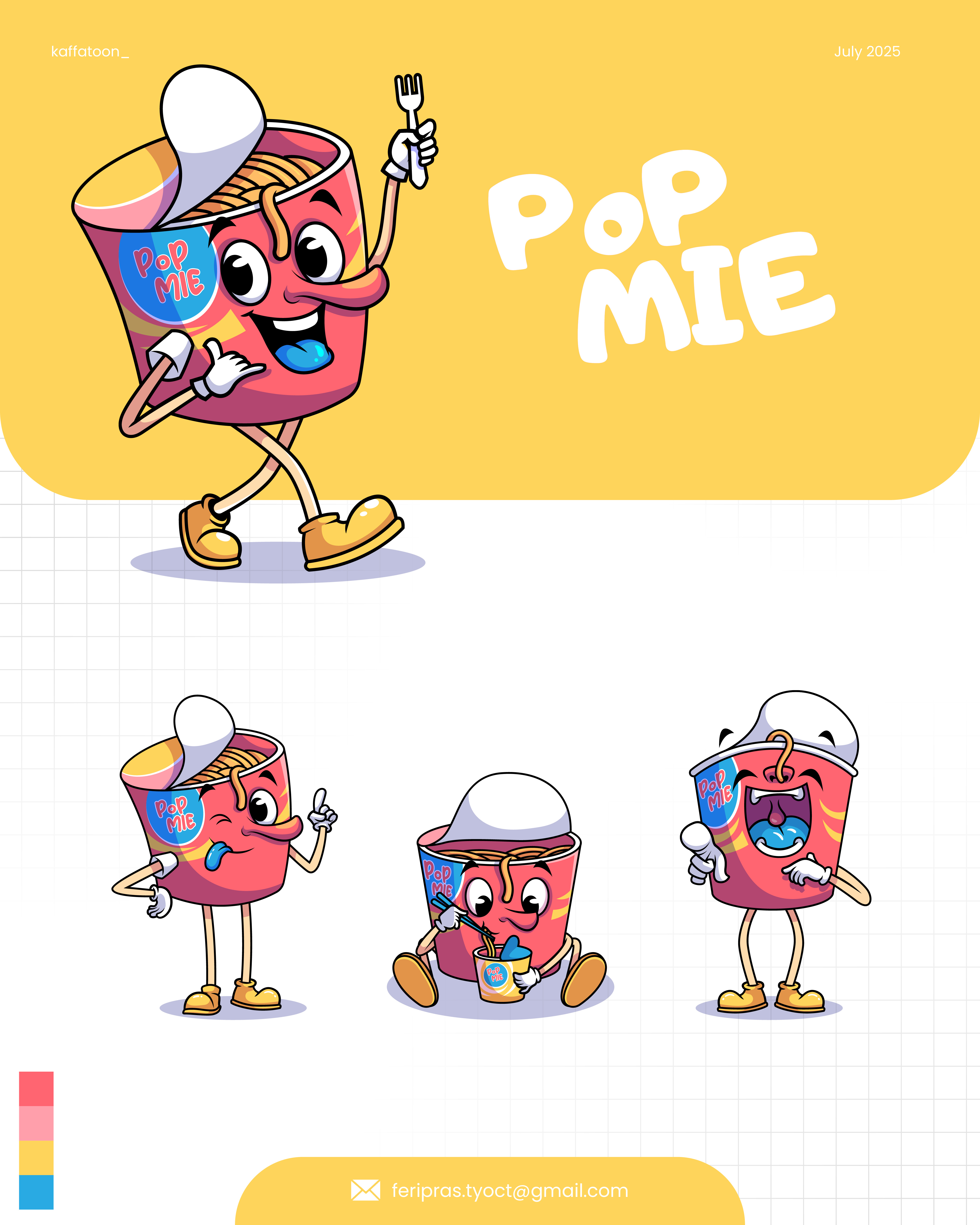POPMIE Cartoon Character branding cartoon character cute design food fun graphic design illustration logo mascot sticker vector