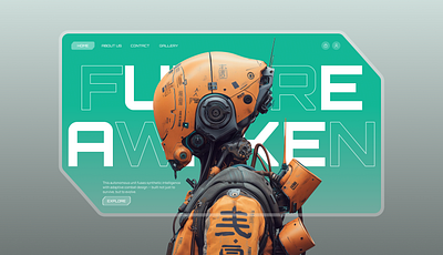FUTURE AWAKEN – Sci-Fi Landing Page Exploration 🌌⚙️ futuristic landing robots ui ux