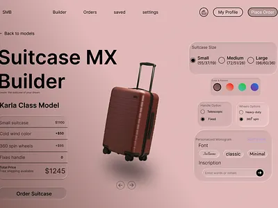 Suitcase builder branding graphic design ui
