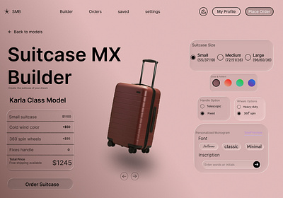 Suitcase builder branding graphic design ui