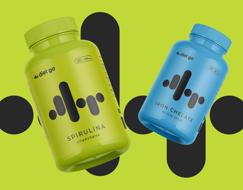 DIET GO graphic design packaging supplements vibrant vitamins