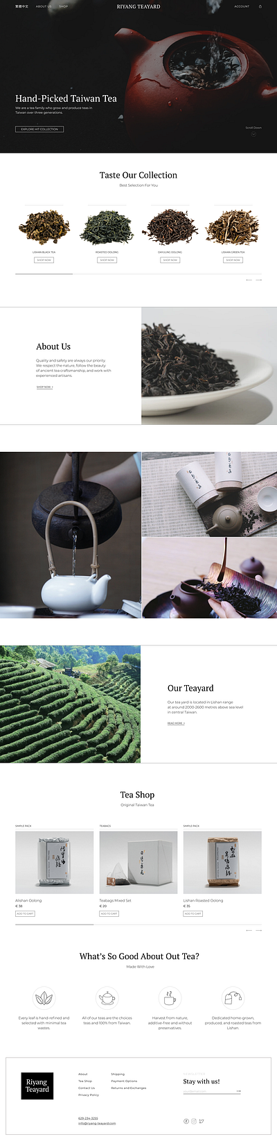 tea shop landing page graphic design ui ux