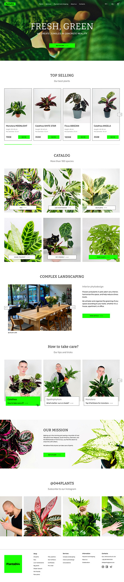 plants shop landing page uiux design